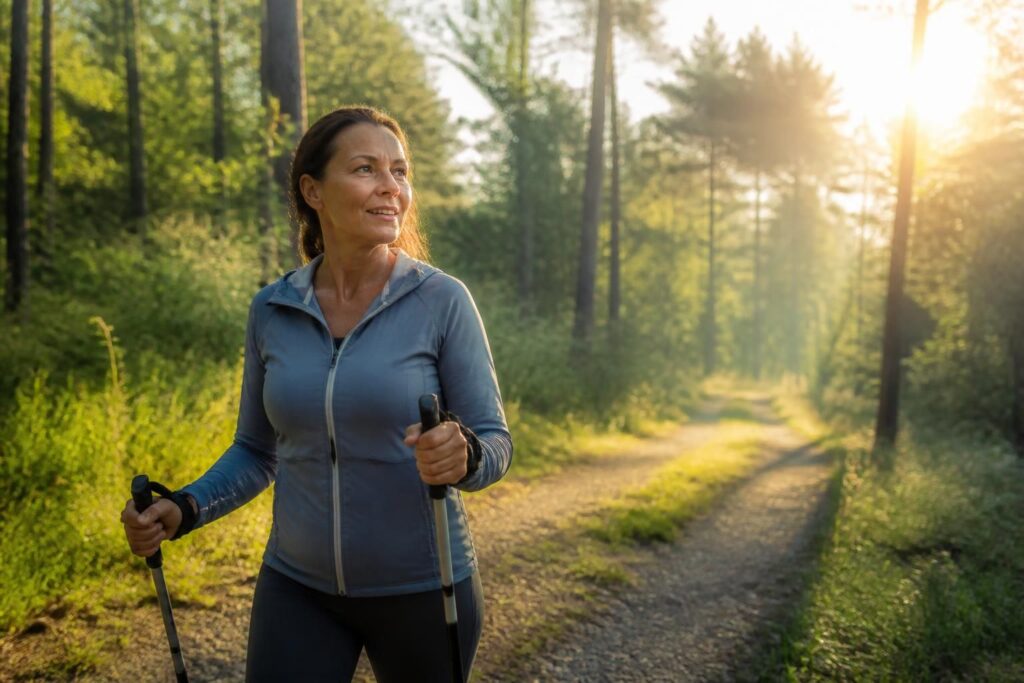 découvrez les bienfaits de la marche nordique quotidienne pour votre corps : amélioration de la forme physique, renforcement musculaire et bien-être général.