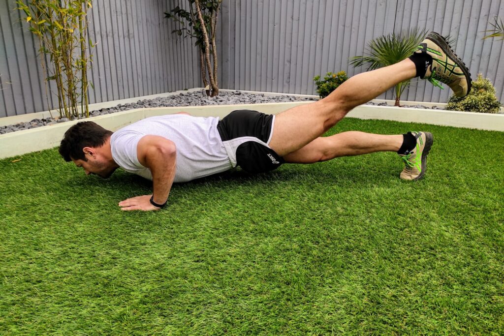 Single leg push-up lowered
