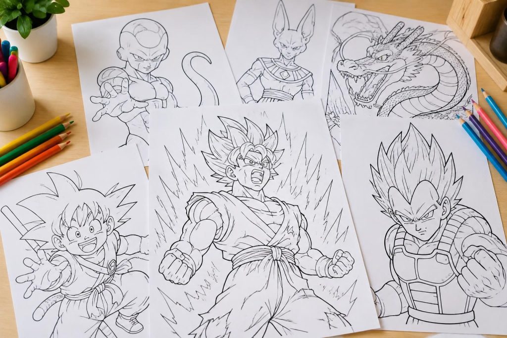 découvrez nos coloriages dragon ball super à imprimer gratuitement : goku, vegeta et leurs héros préférés pour le plaisir des petits et grands fans.